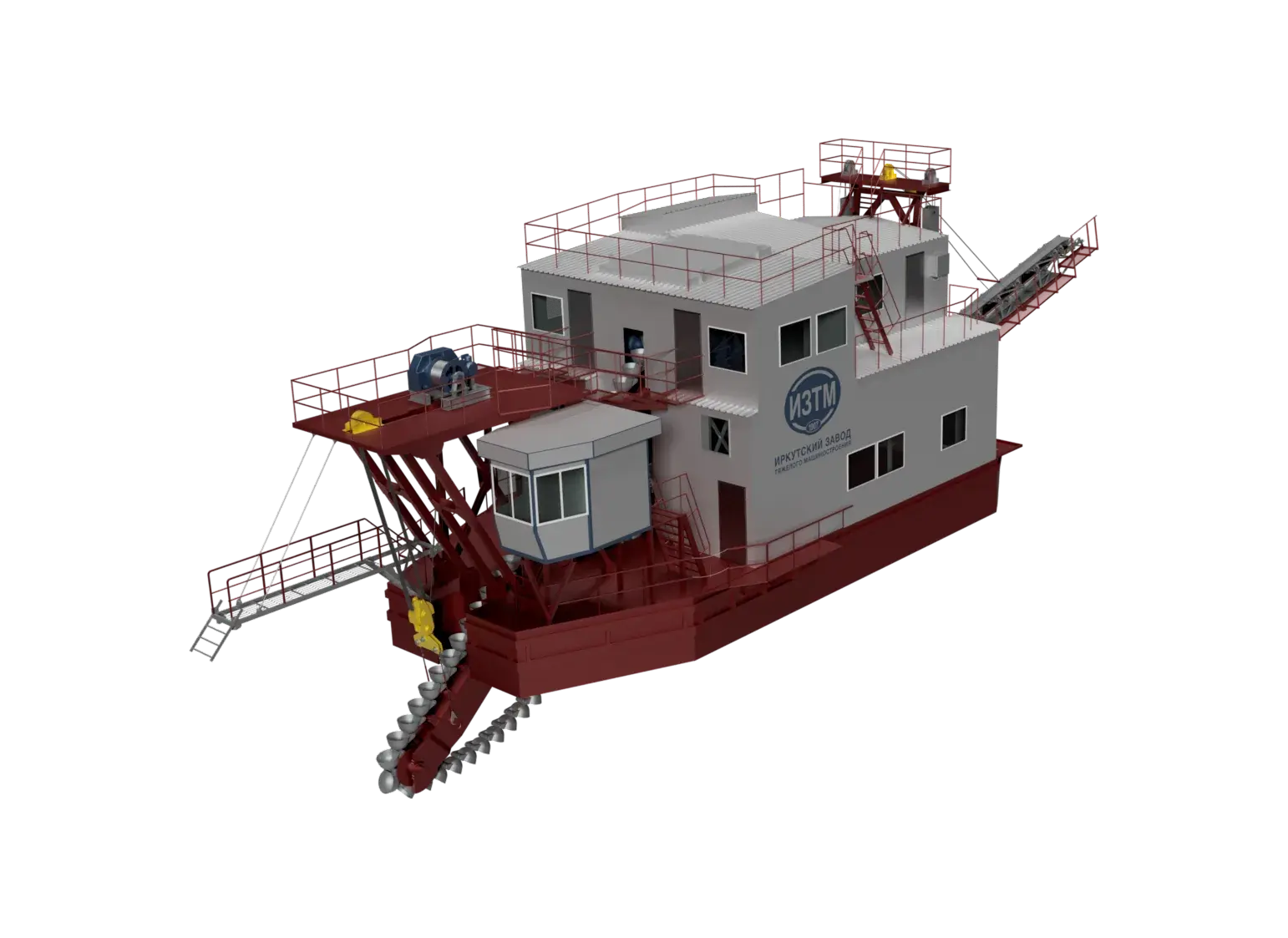 Modélisation 3D et visualisation d'une drague industrielle à partir de plans - image 2