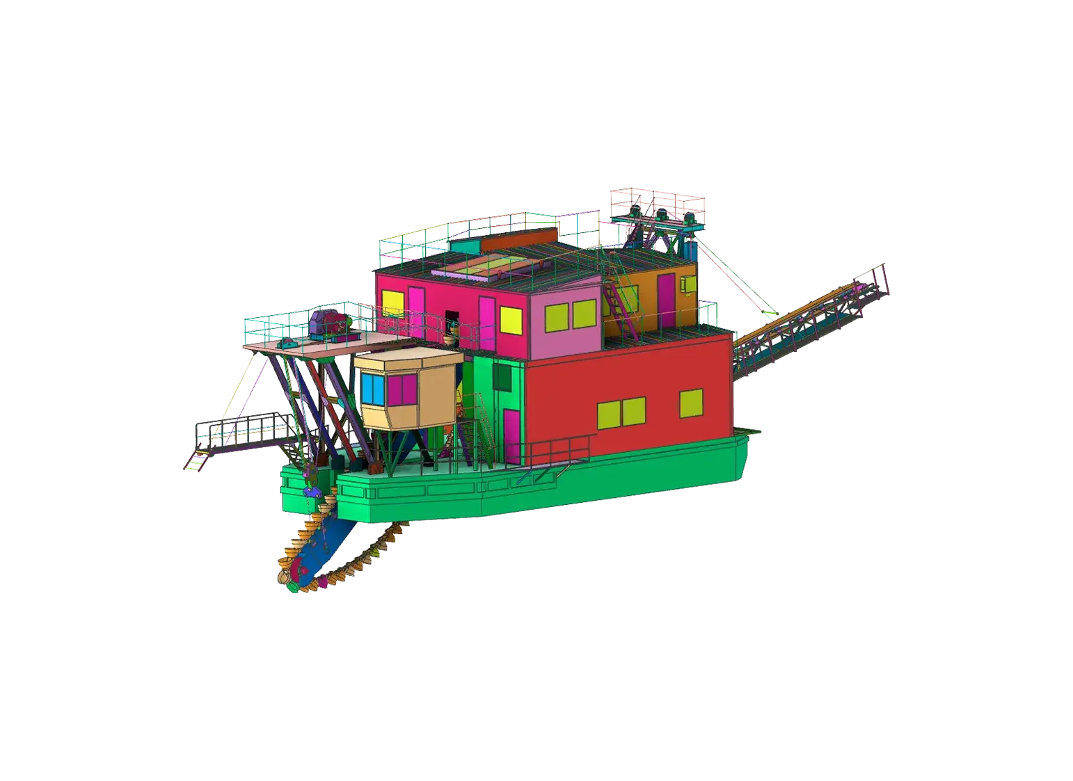 Modélisation 3D et visualisation d'une drague industrielle à partir de plans - image 5